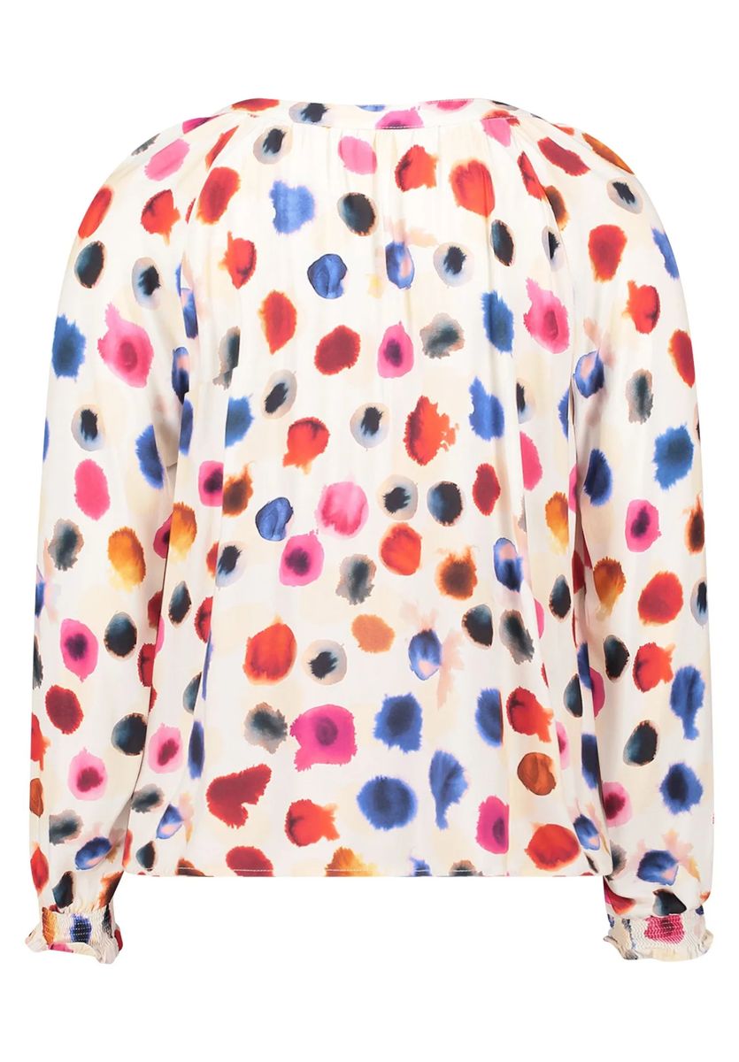 Bluse mit Aquarell-Punktemuster und Raglanärmeln