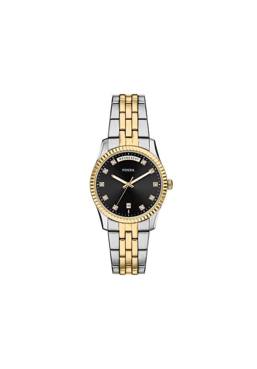Elegante Bicolor-Uhr mit Wochentagsanzeige