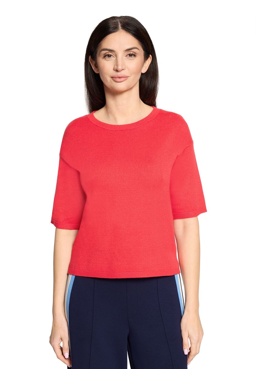 Kurzarm-Feinstrickpullover mit Rundhalsausschnitt