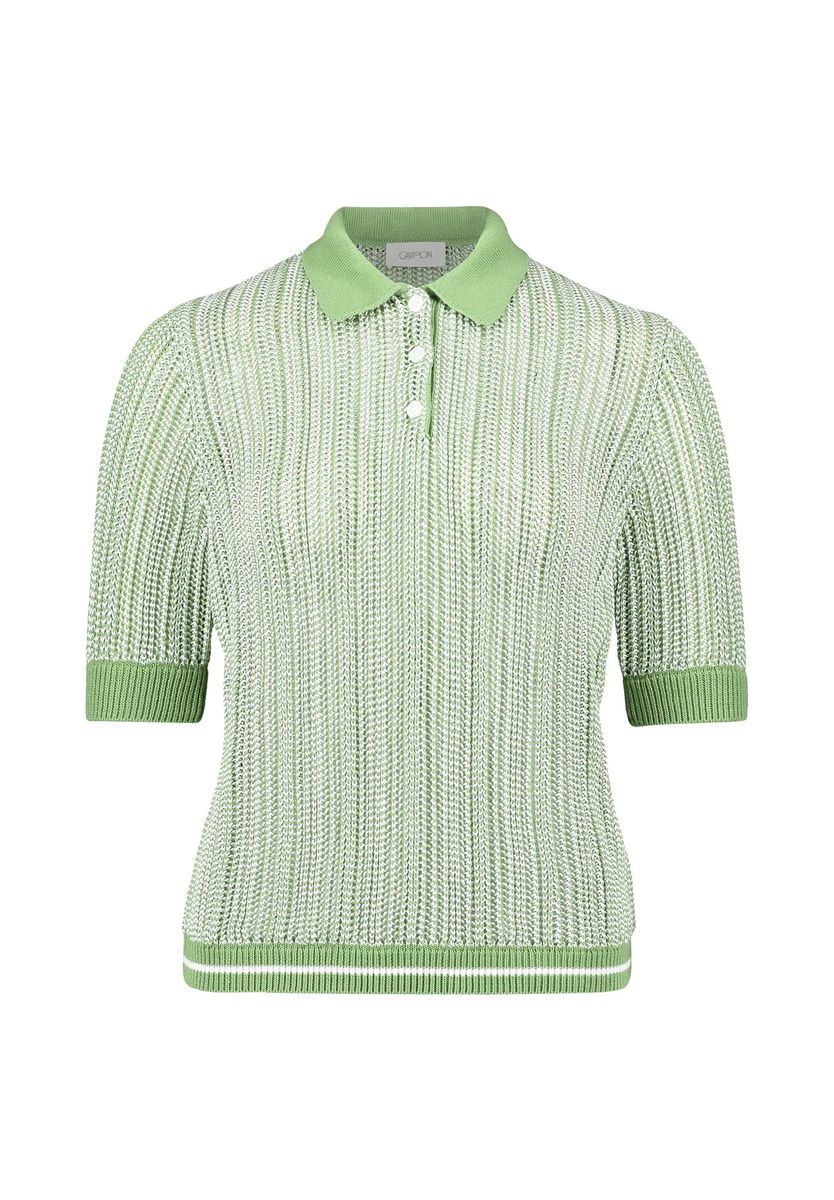 Strukturierter Kurzarm-Polo-Strickpullover