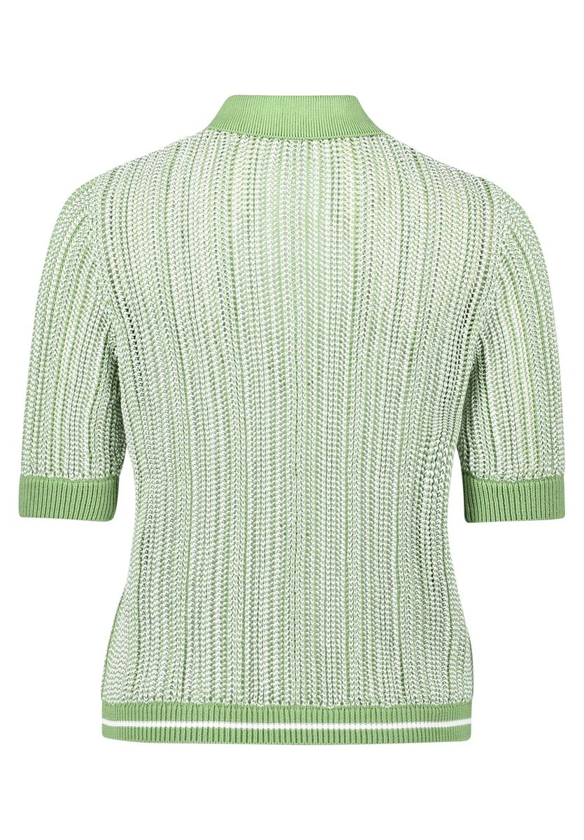 Strukturierter Kurzarm-Polo-Strickpullover