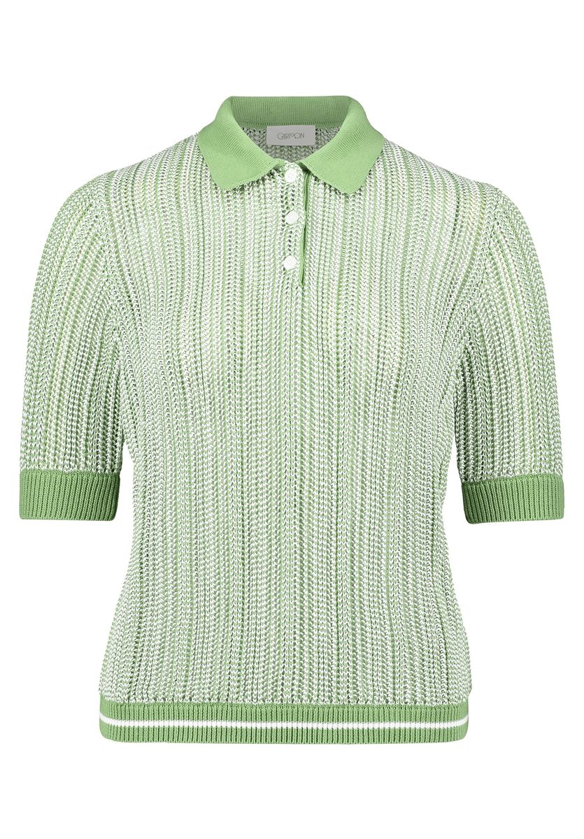 Strukturierter Kurzarm-Polo-Strickpullover