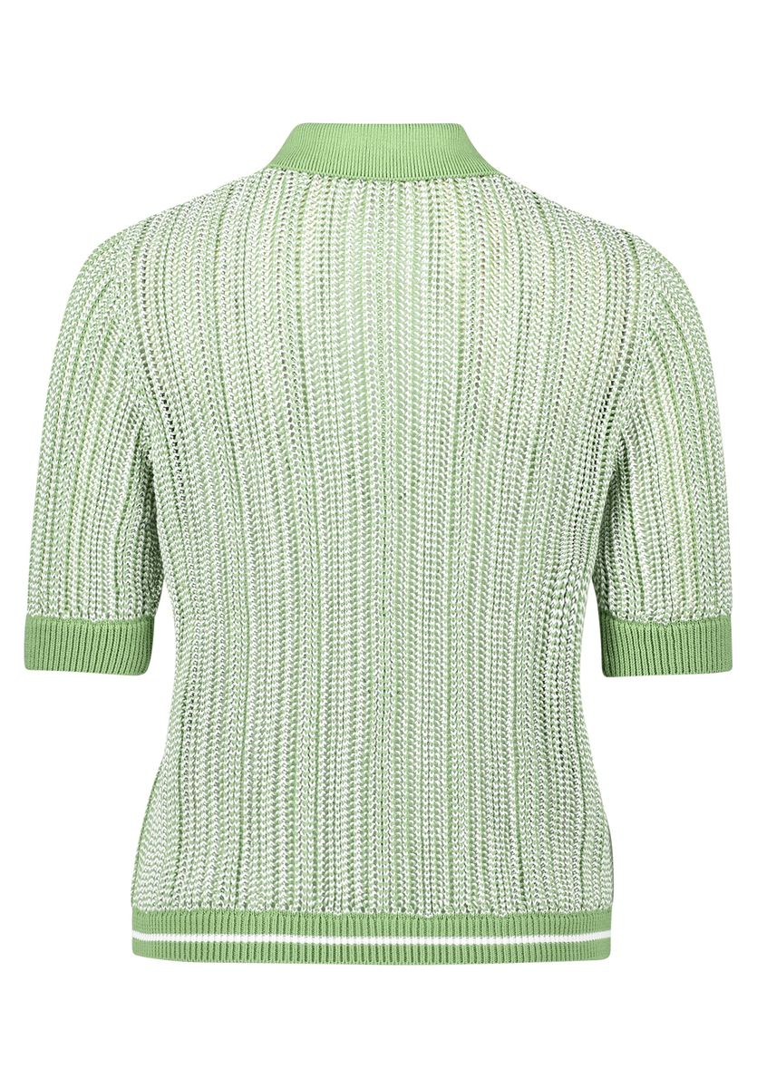 Strukturierter Kurzarm-Polo-Strickpullover