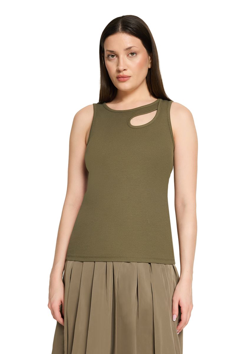 Geripptes Tanktop mit Cut-out