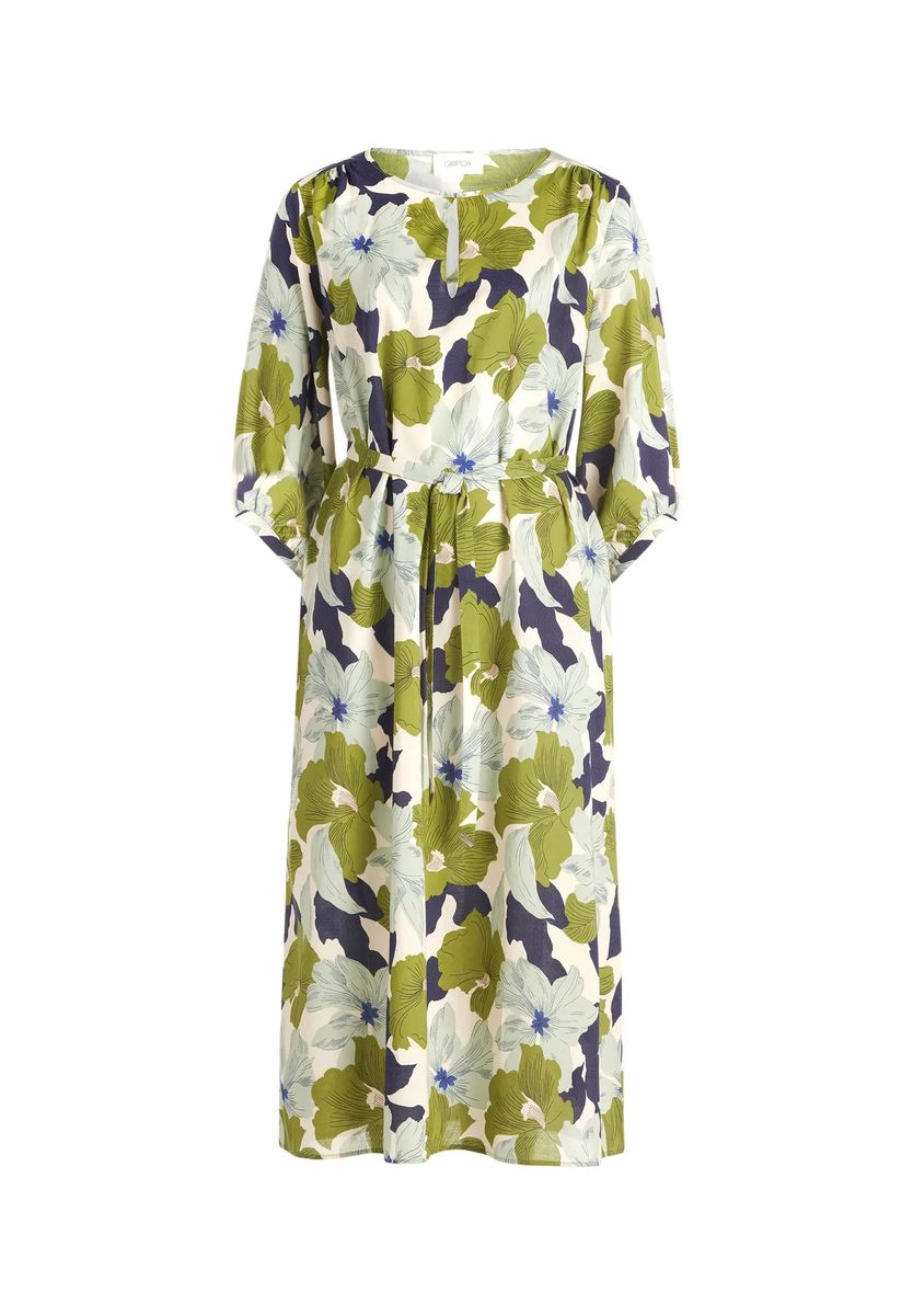 Florales Midikleid mit Bindegürtel