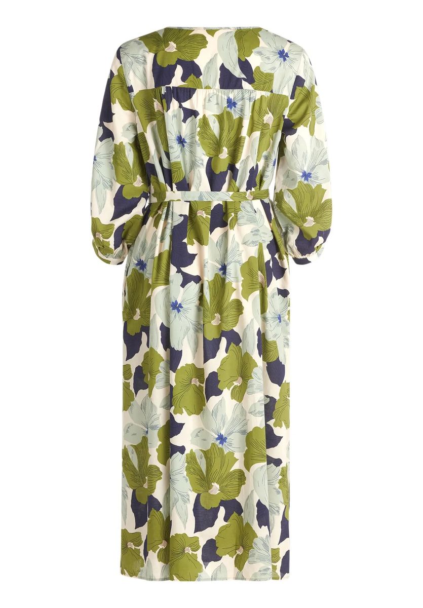 Florales Midikleid mit Bindegürtel
