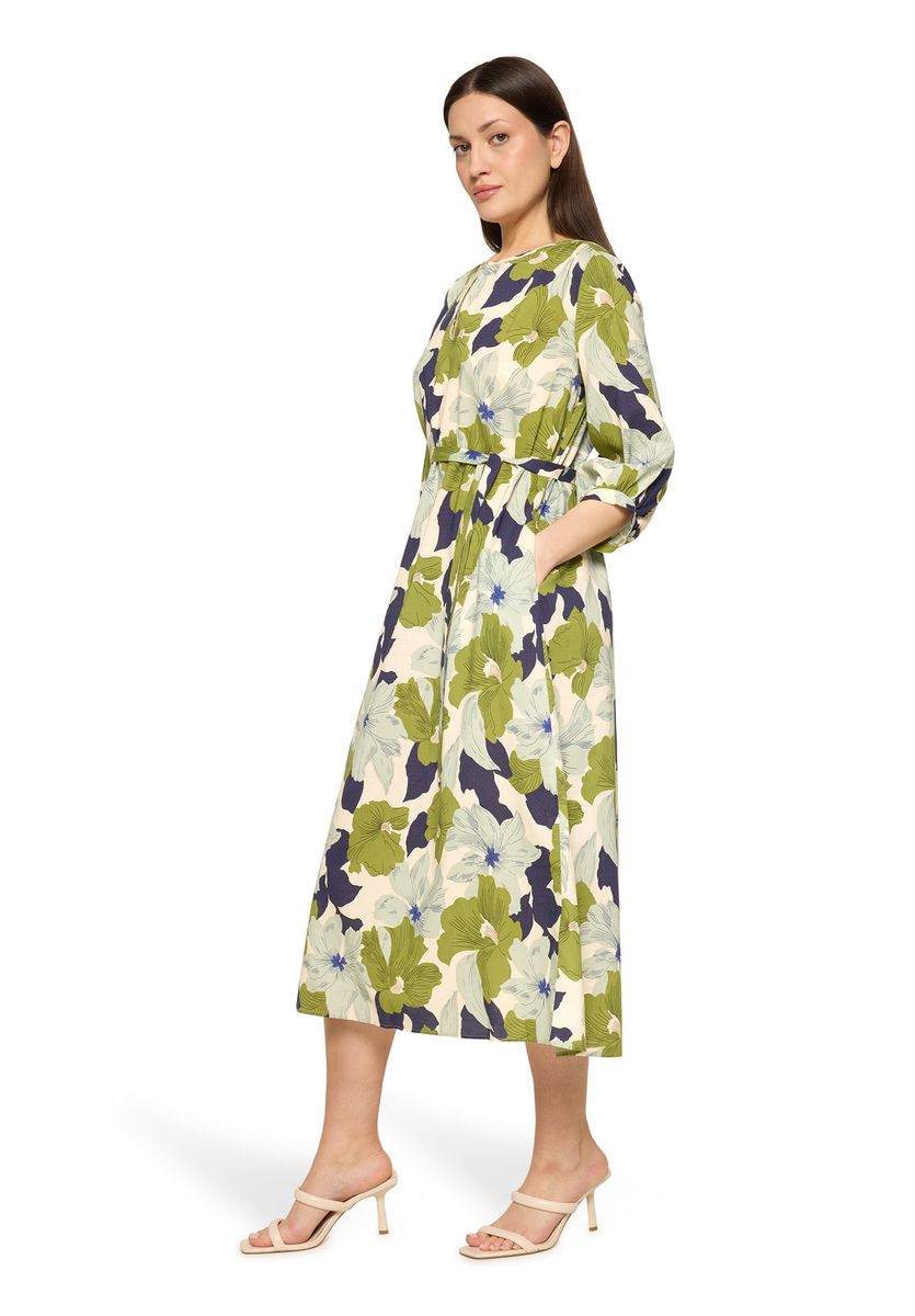 Florales Midikleid mit Bindegürtel