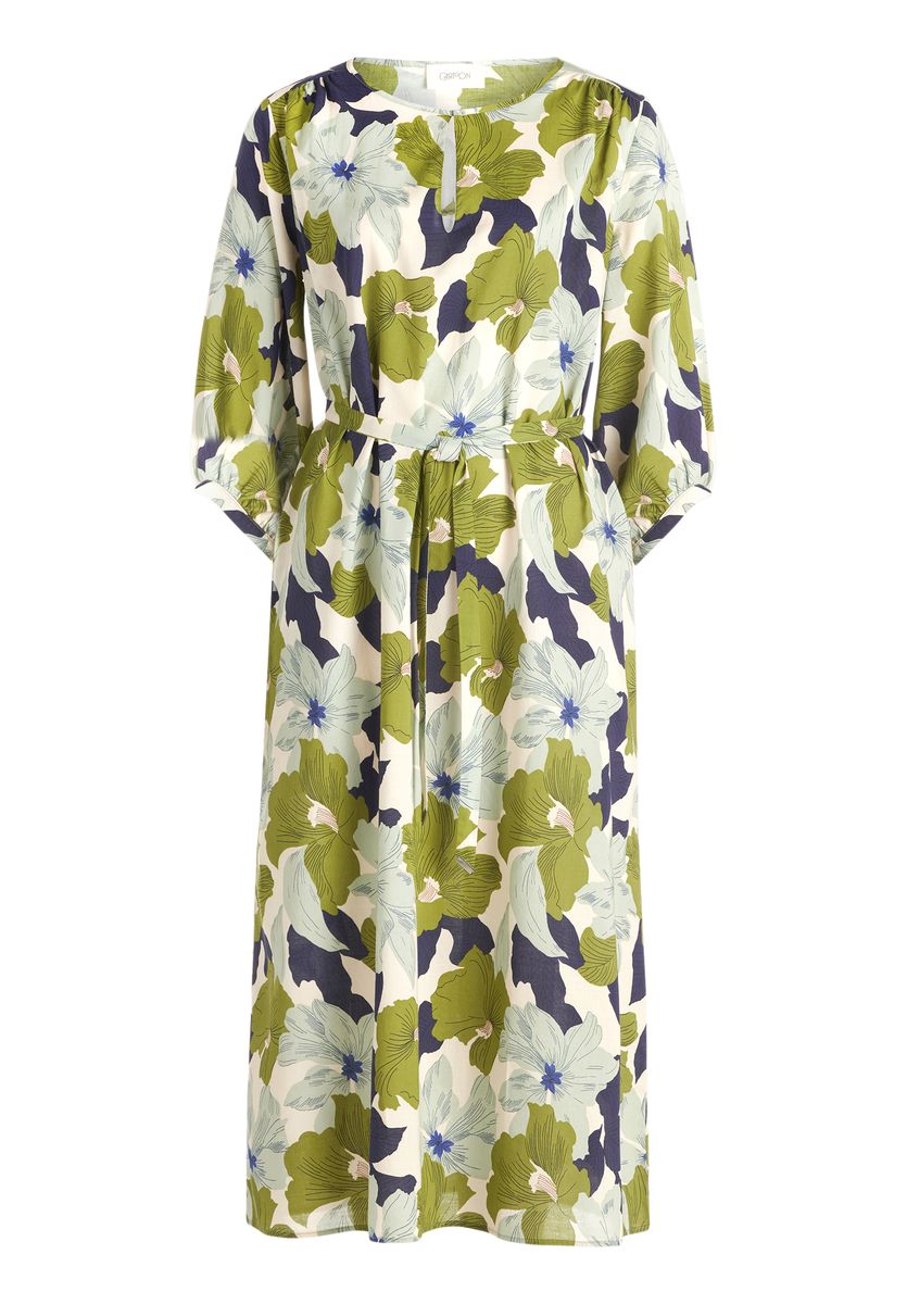 Florales Midikleid mit Bindegürtel