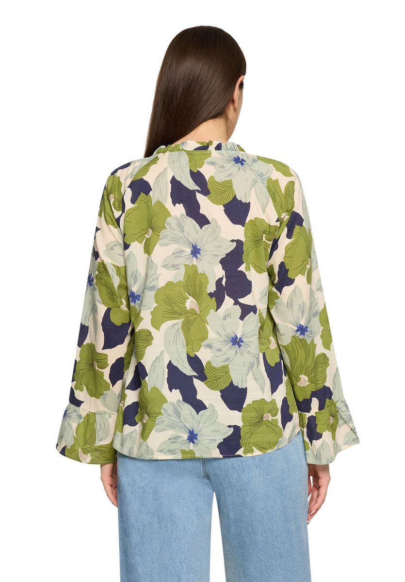 Geblümte Bluse mit Rüschenmanschetten