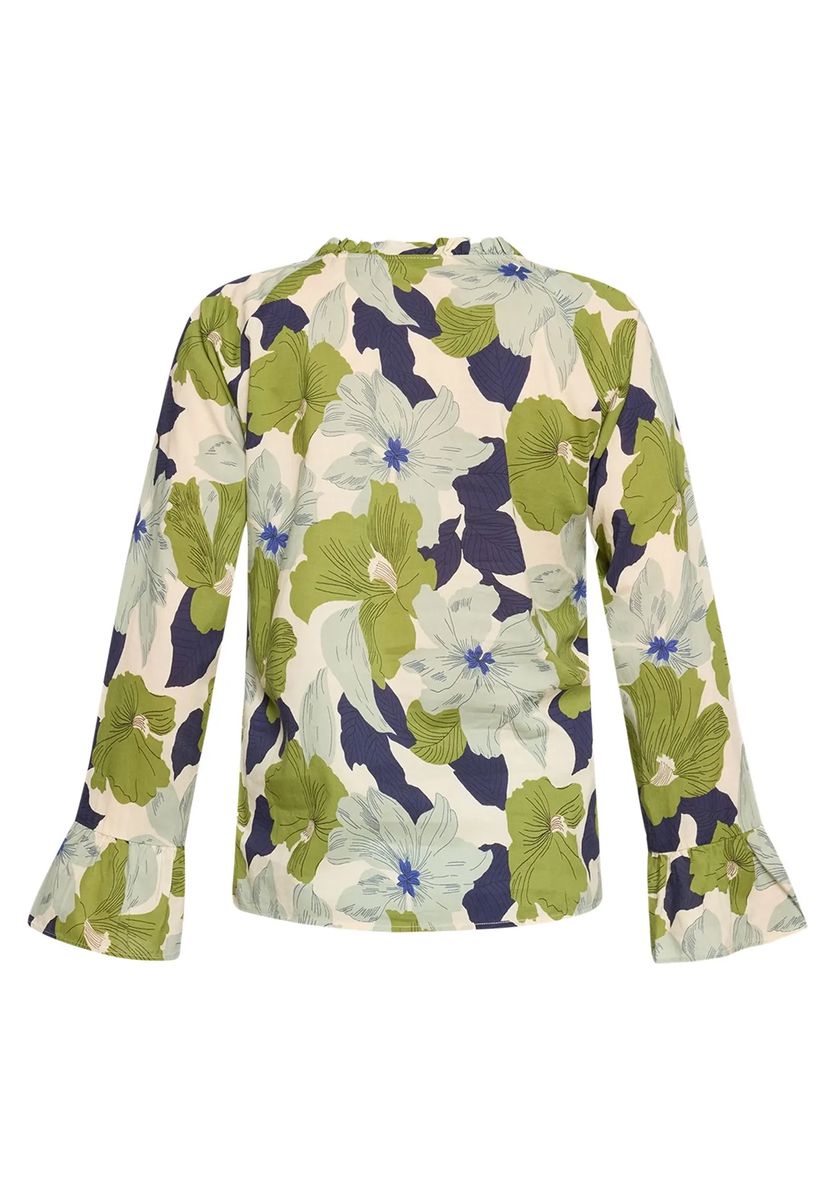 Geblümte Bluse mit Rüschenmanschetten