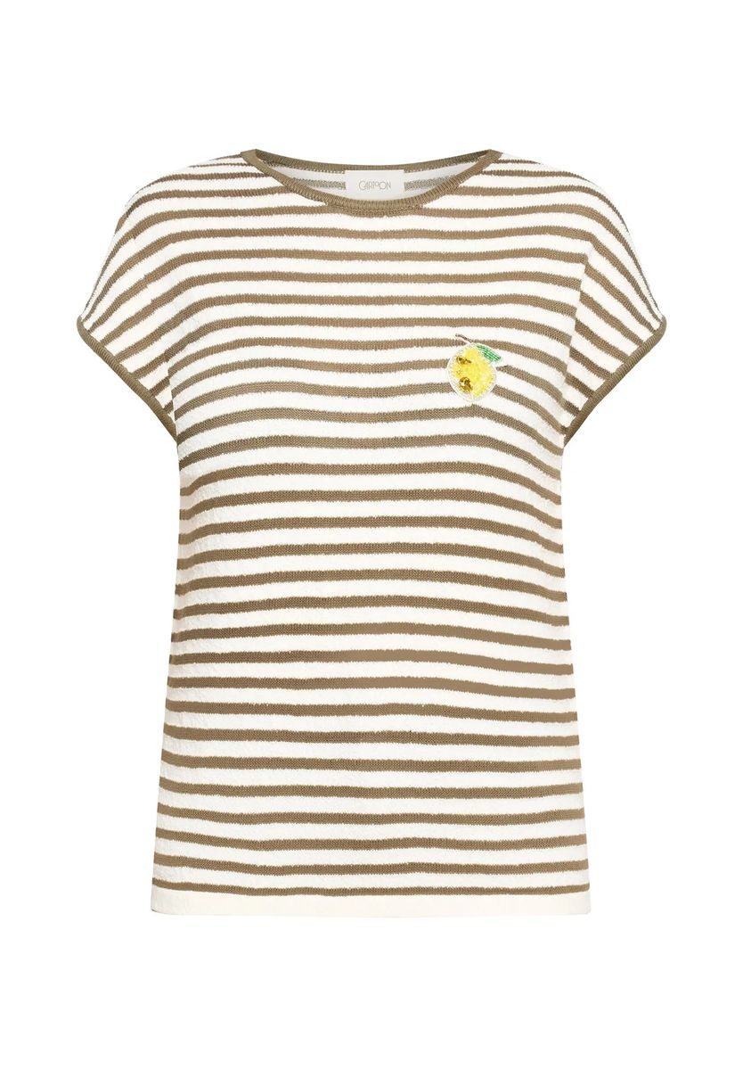 Gestreiftes Strickshirt mit Zitronen-Patch