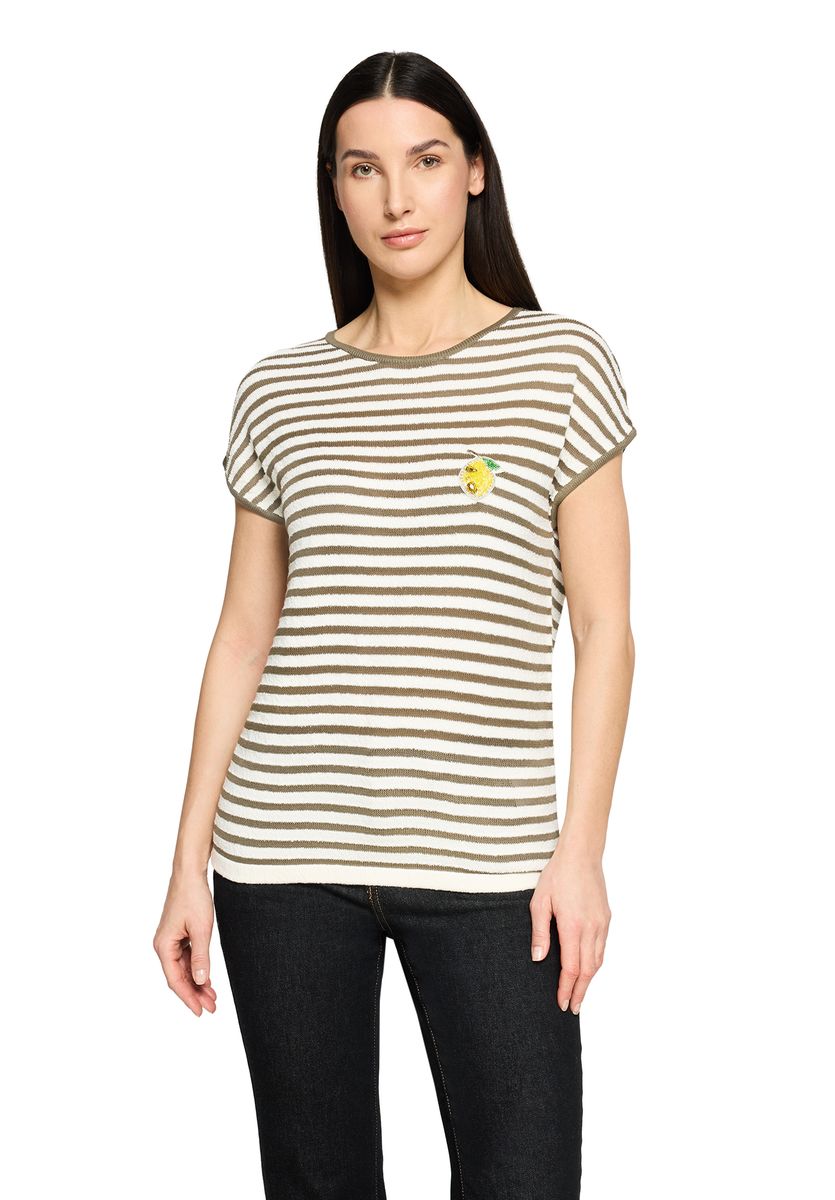 Gestreiftes Strickshirt mit Zitronen-Patch