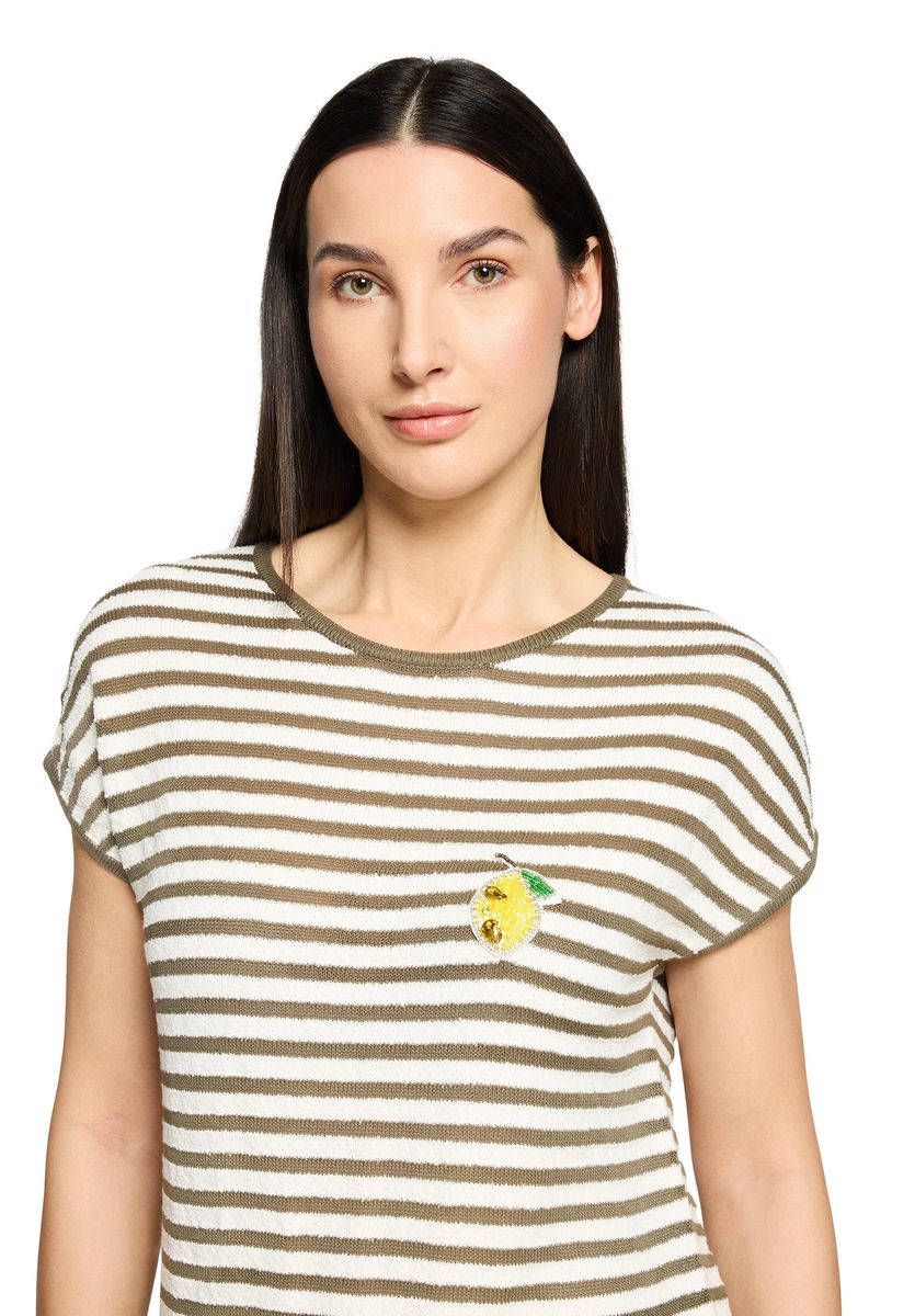 Gestreiftes Strickshirt mit Zitronen-Patch