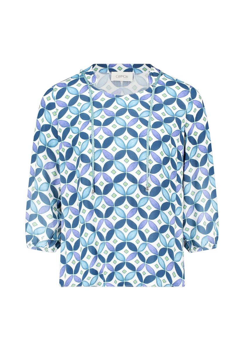 Bluse mit geometrischem Kachelmuster