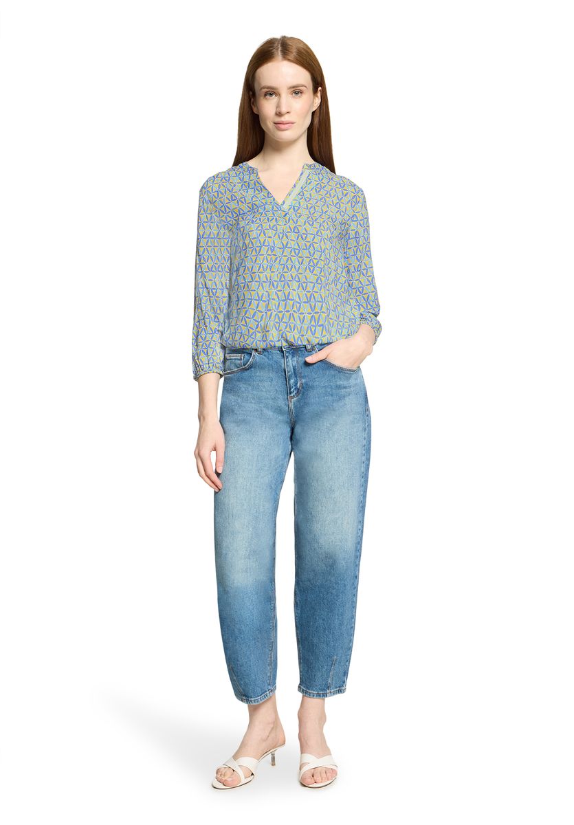 Shirtbluse mit geometrischem Blumenprint