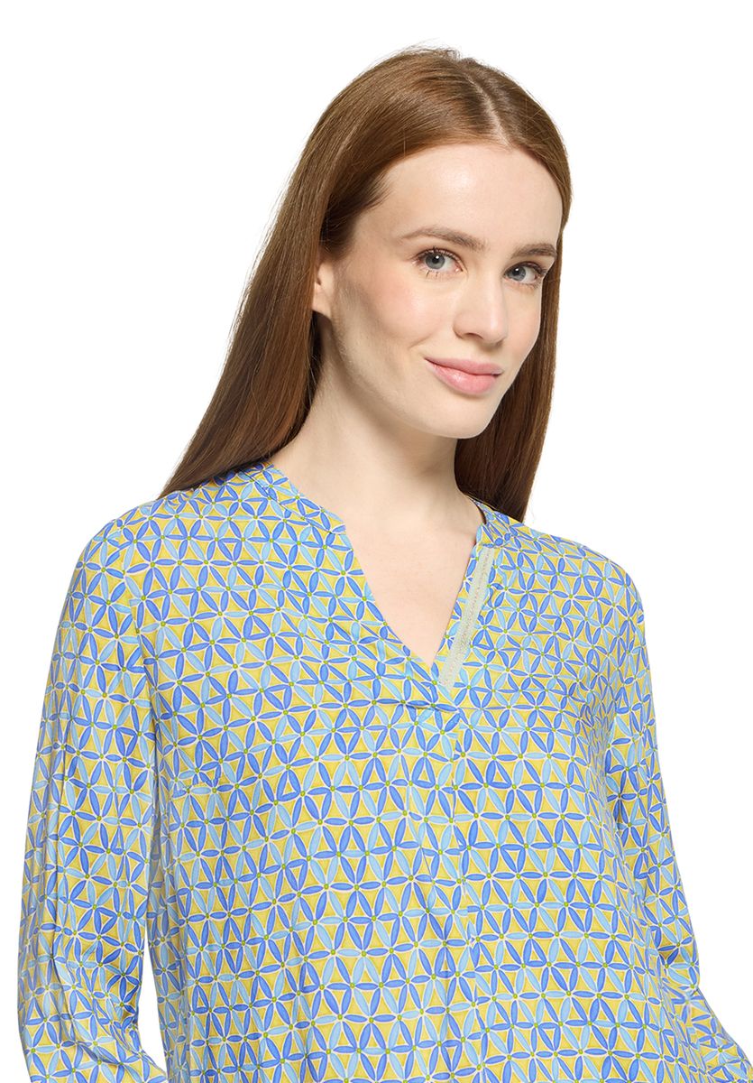 Shirtbluse mit geometrischem Blumenprint