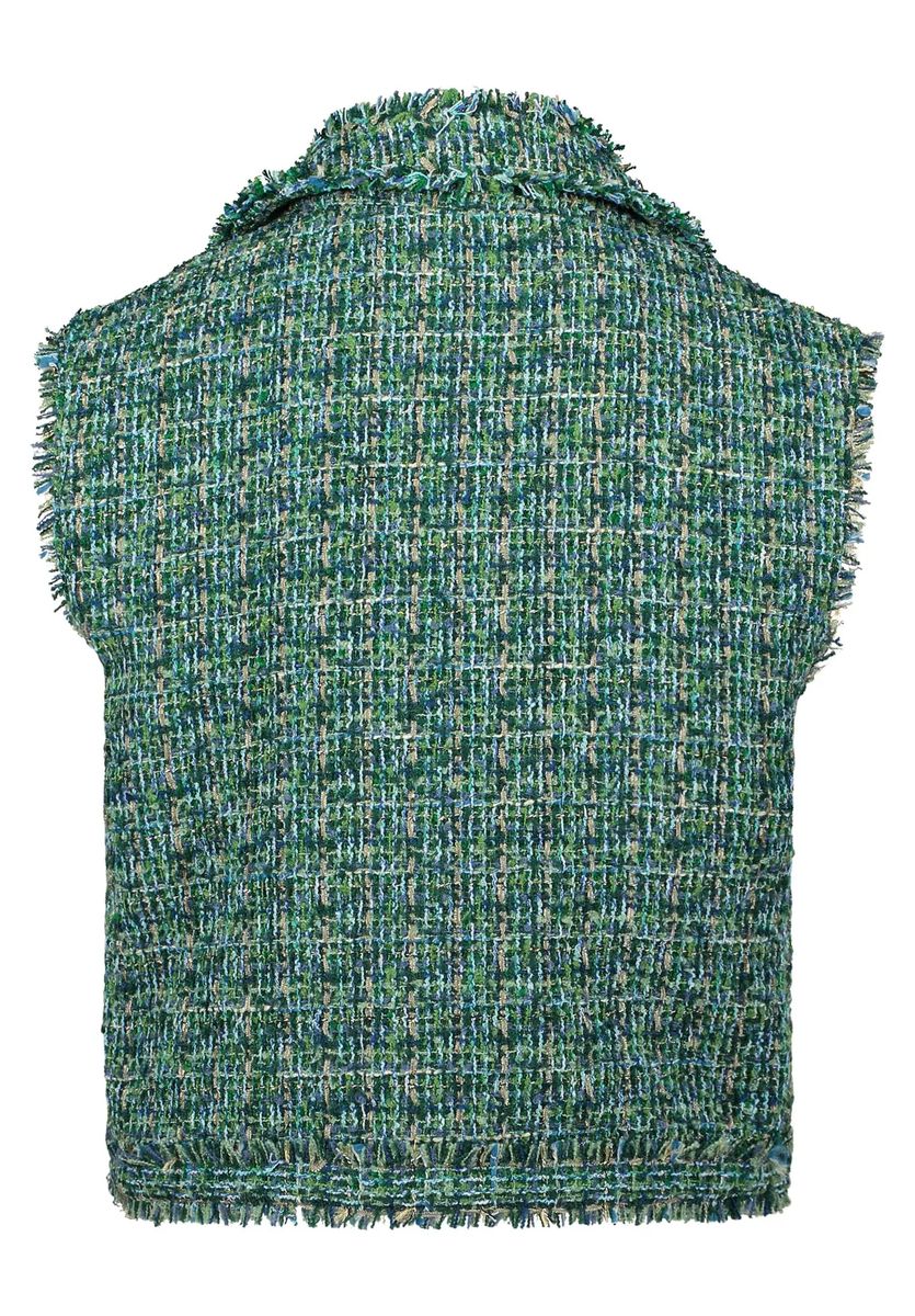 Mehrfarbige Tweed-Weste mit Fransen