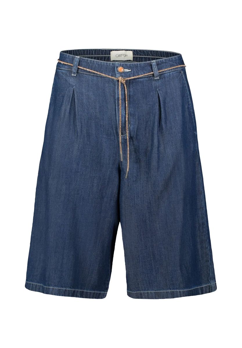 Locker geschnittene Denim-Bermuda mit Falten