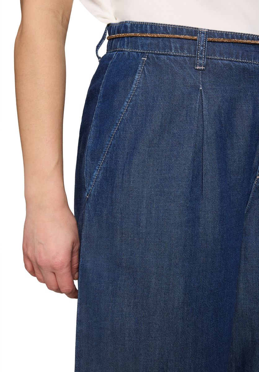 Locker geschnittene Denim-Bermuda mit Falten