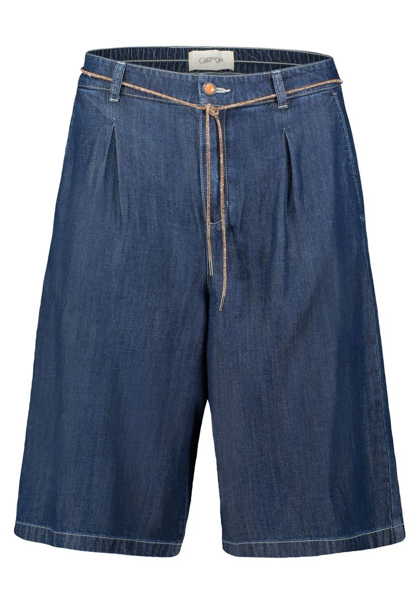 Locker geschnittene Denim-Bermuda mit Falten
