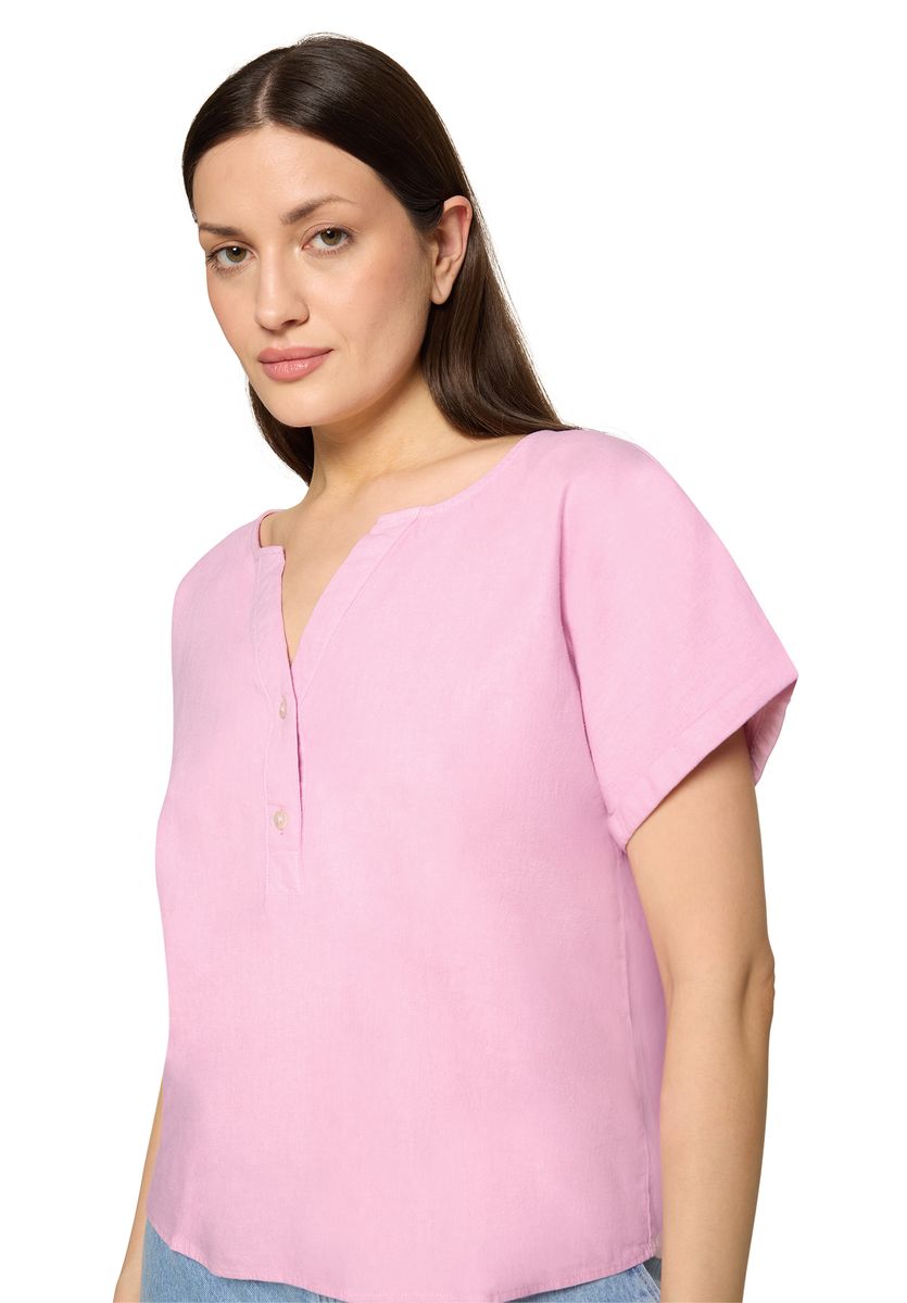 Leichte Kurzarmbluse mit Split-Neck