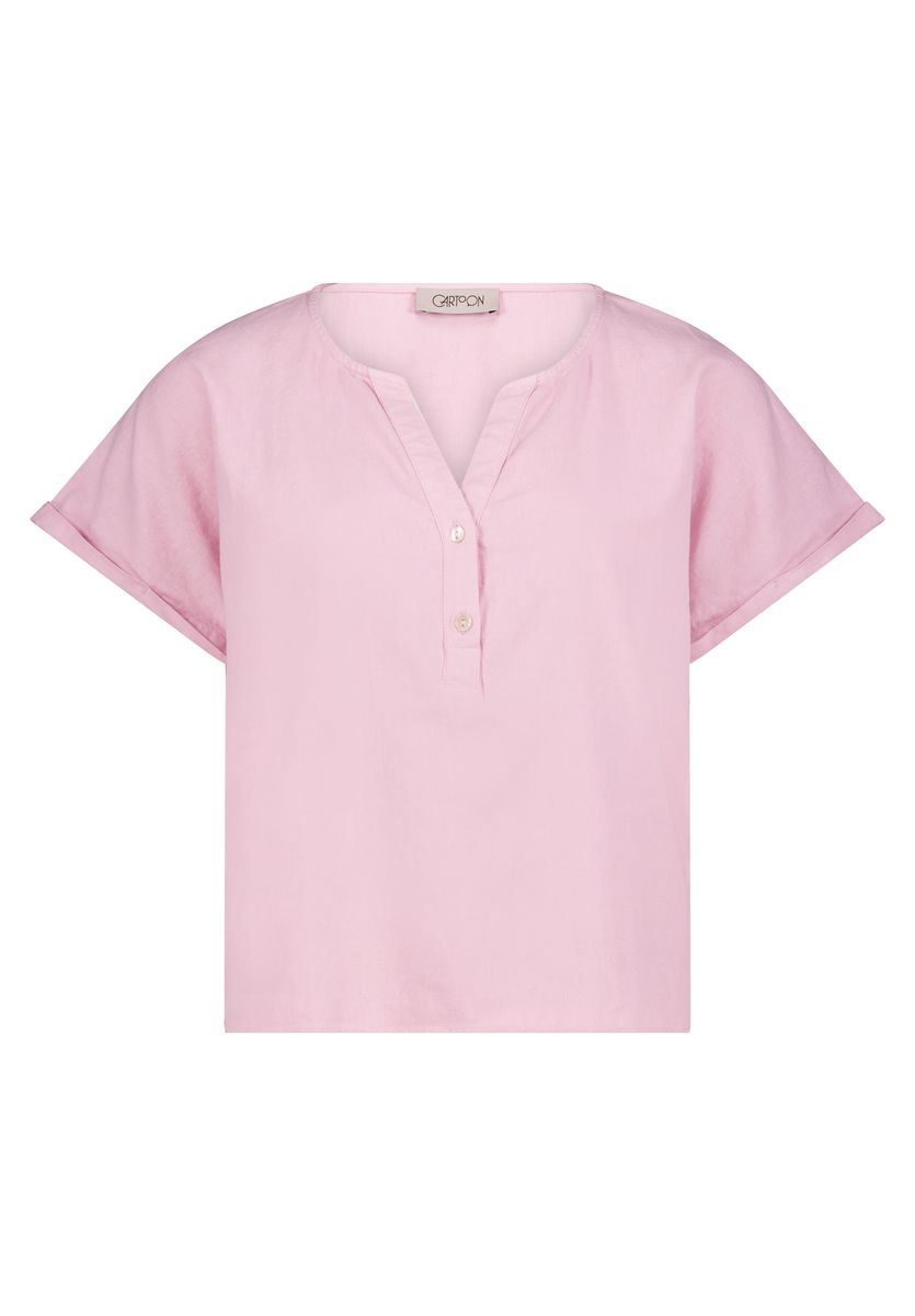 Leichte Kurzarmbluse mit Split-Neck