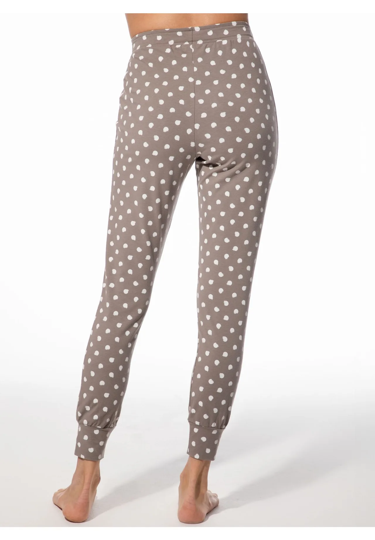 Schmal zulaufende Loungehose mit Punkten