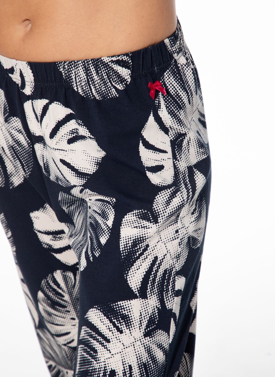 Loungewear-Hose mit Monstera-Muster