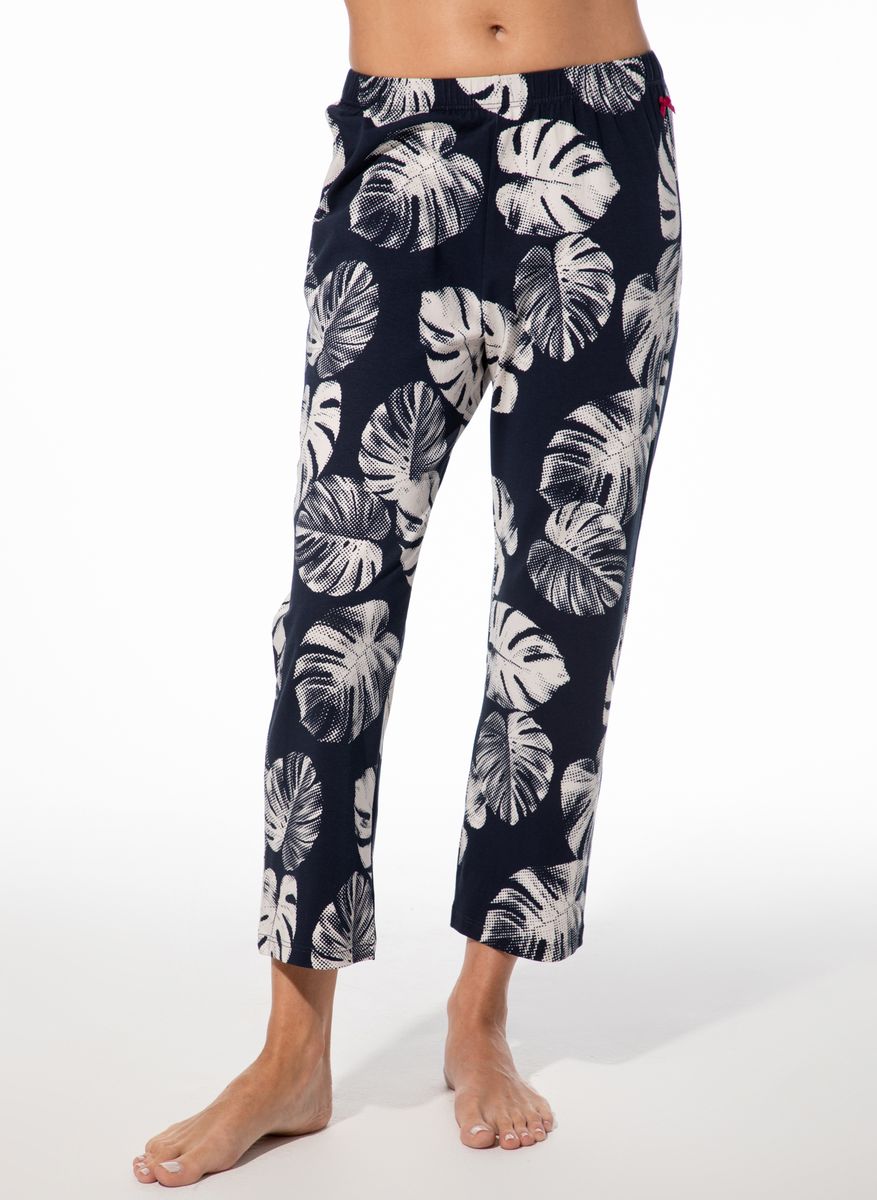 Loungewear-Hose mit Monstera-Muster