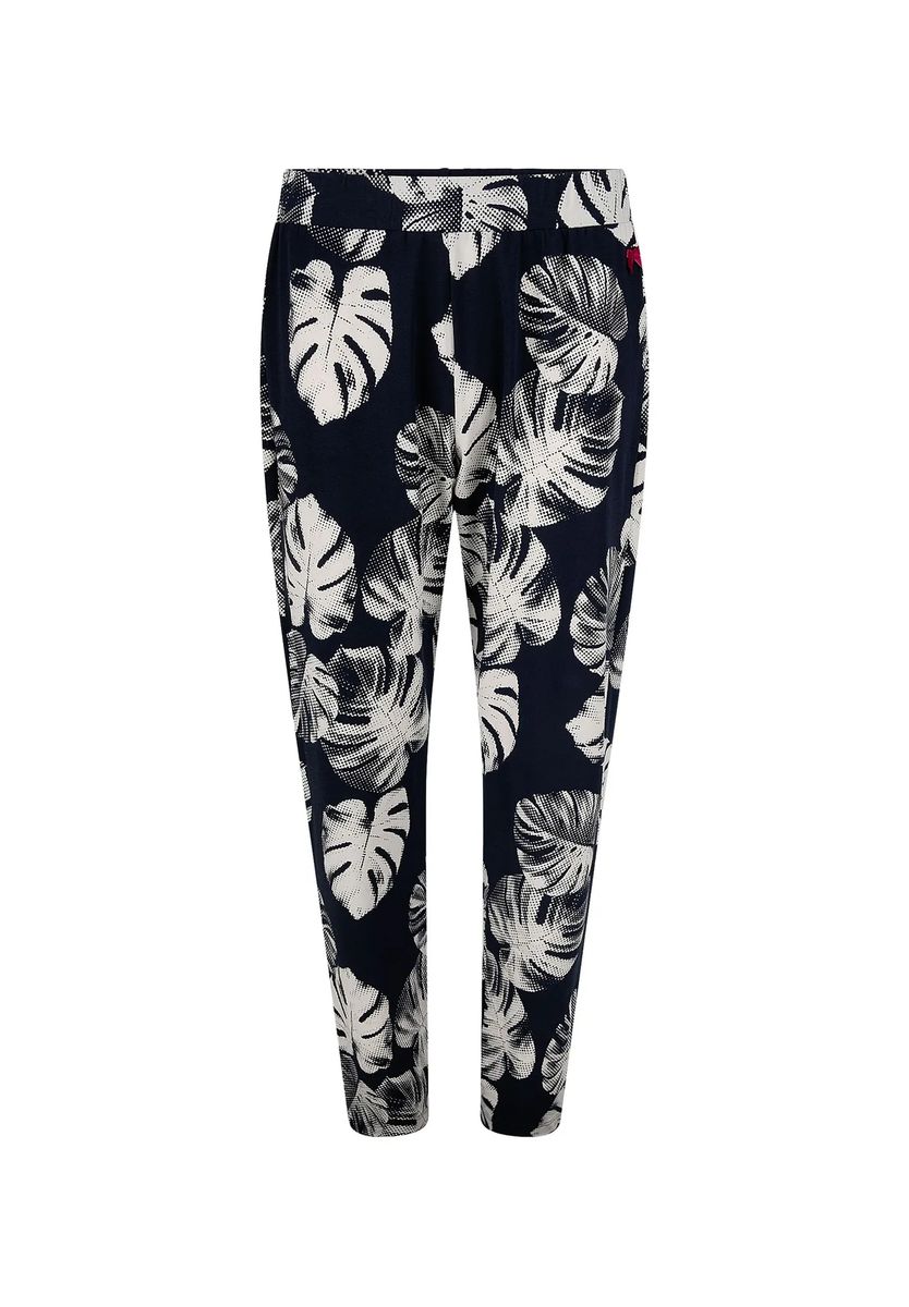Loungehose mit tropischem Monstera-Print