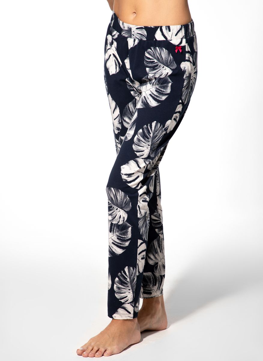 Loungehose mit tropischem Monstera-Print