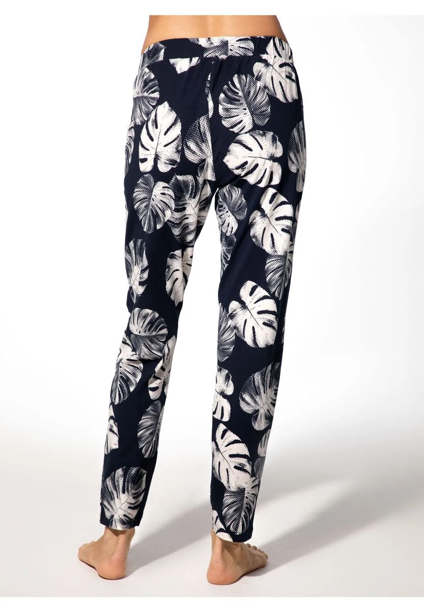 Loungehose mit tropischem Monstera-Print