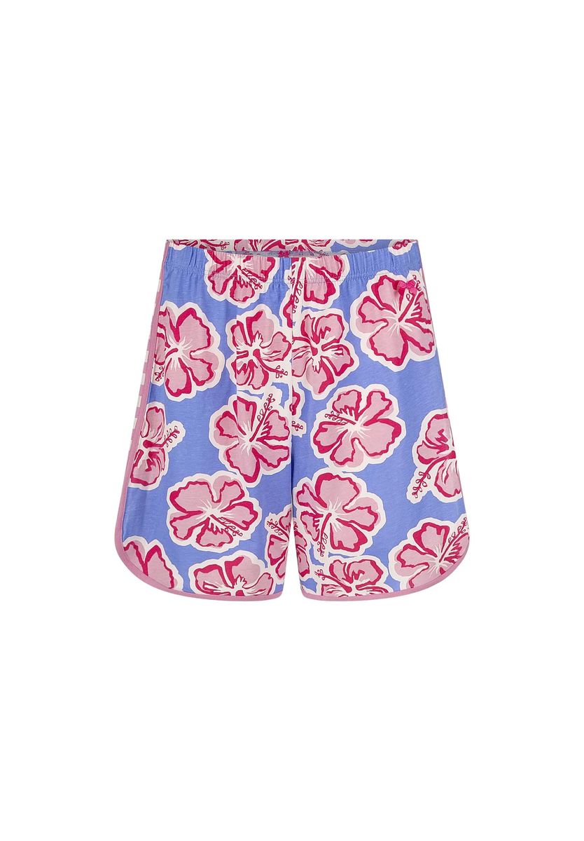 Hibiscus-Print Schlafshorts aus Baumwolle