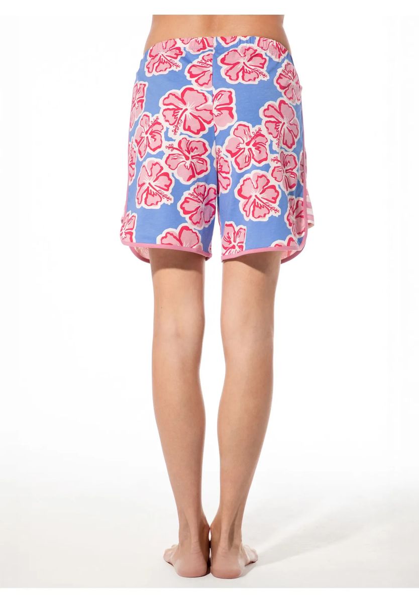 Hibiscus-Print Schlafshorts aus Baumwolle