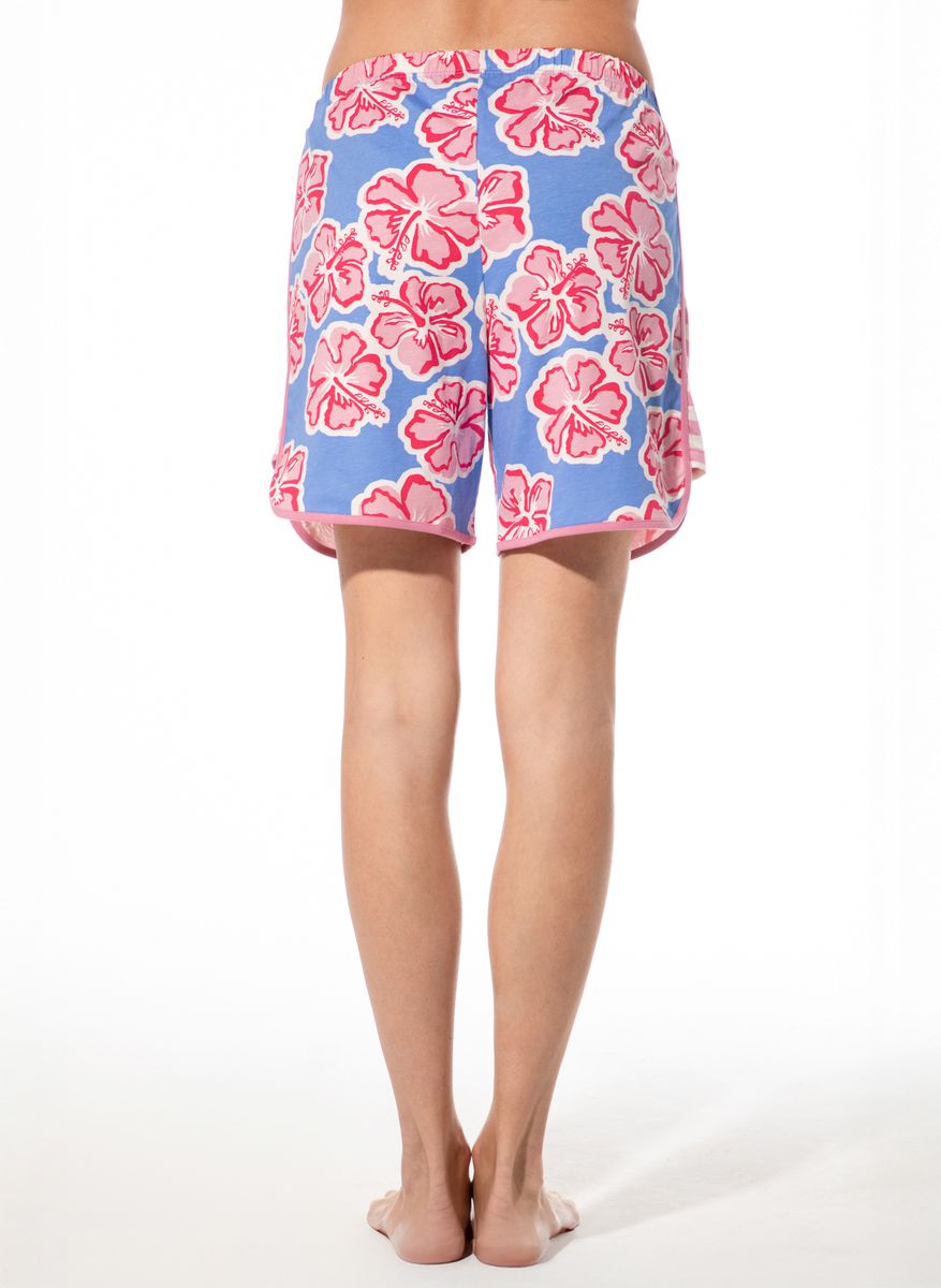 Hibiscus-Print Schlafshorts aus Baumwolle