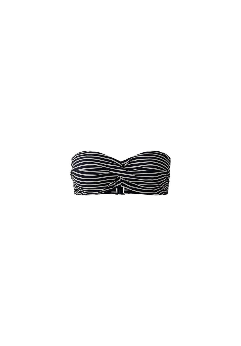 Gestreiftes Wattiertes Bandeau-Bikini-Oberteil