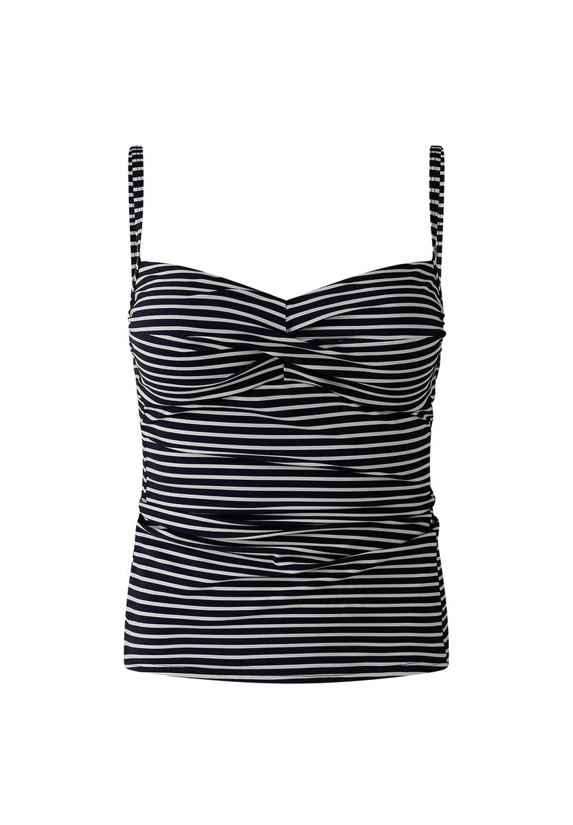 Gestreiftes Tankini-Oberteil mit Raffung
