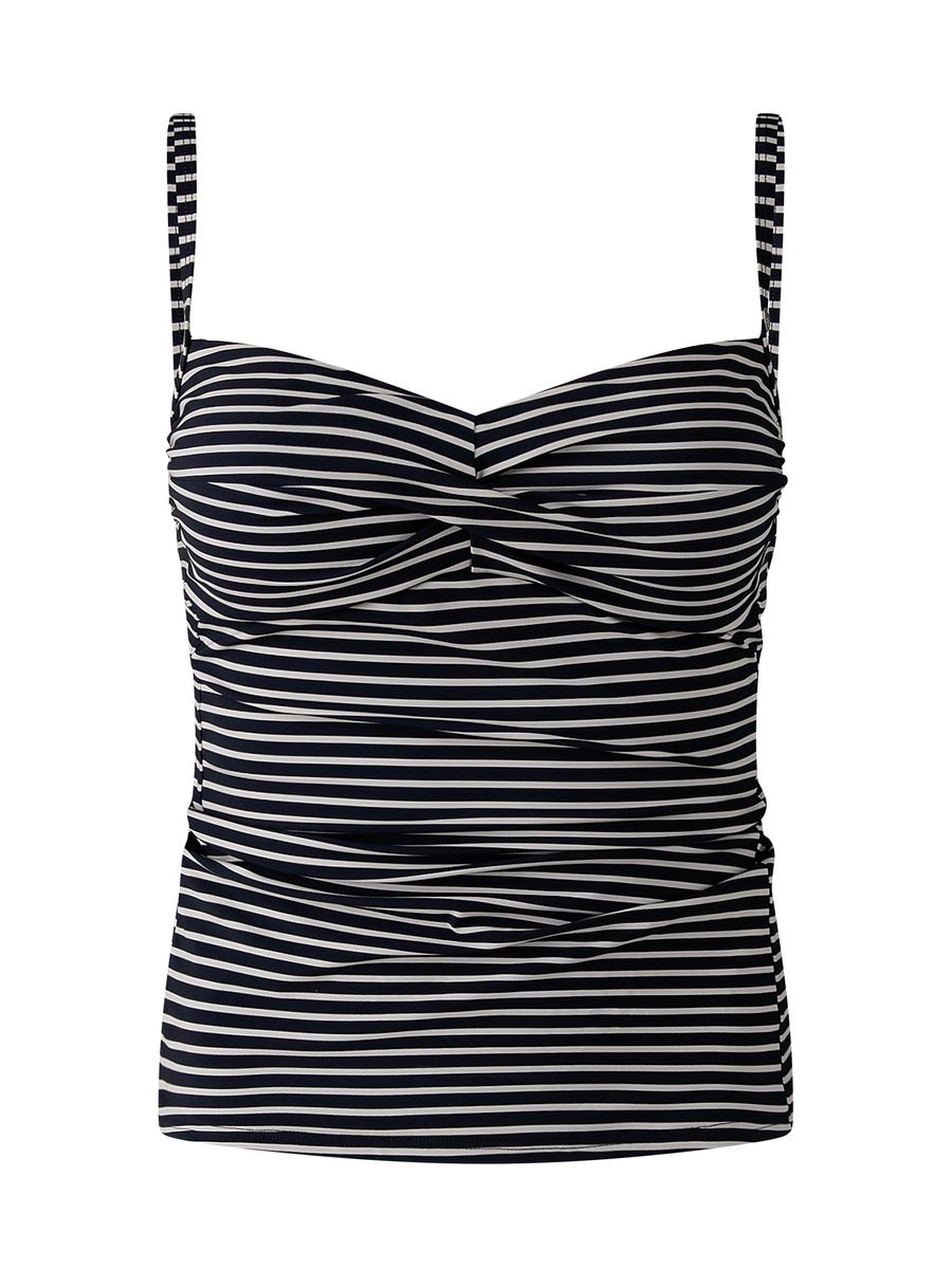 Gestreiftes Tankini-Oberteil mit Raffung