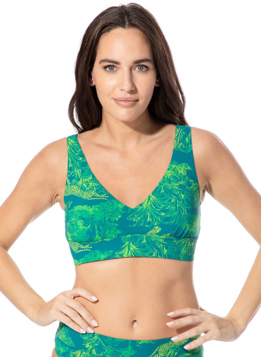 Bikini-Bustier mit tropischem Leoparden-Print