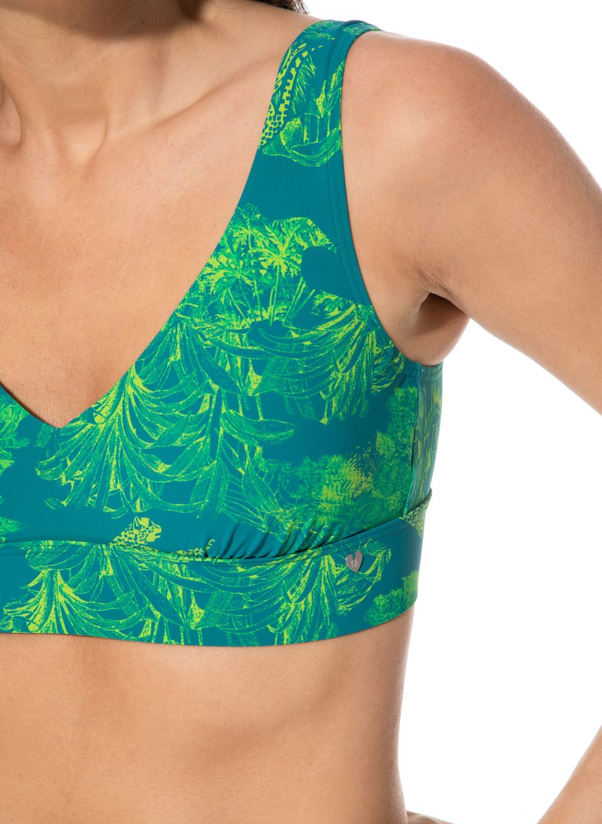 Bikini-Bustier mit tropischem Leoparden-Print