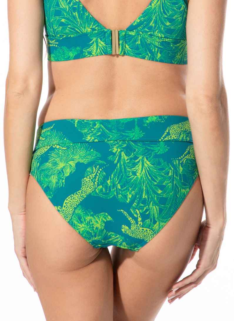 High-Waist Bikini-Hose mit Tropen-Print