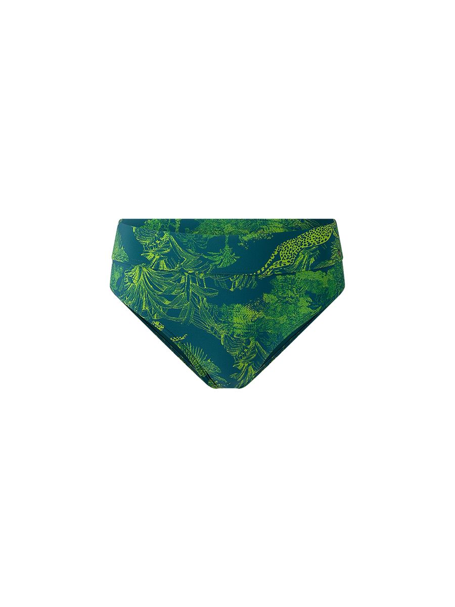 High-Waist Bikini-Hose mit Tropen-Print