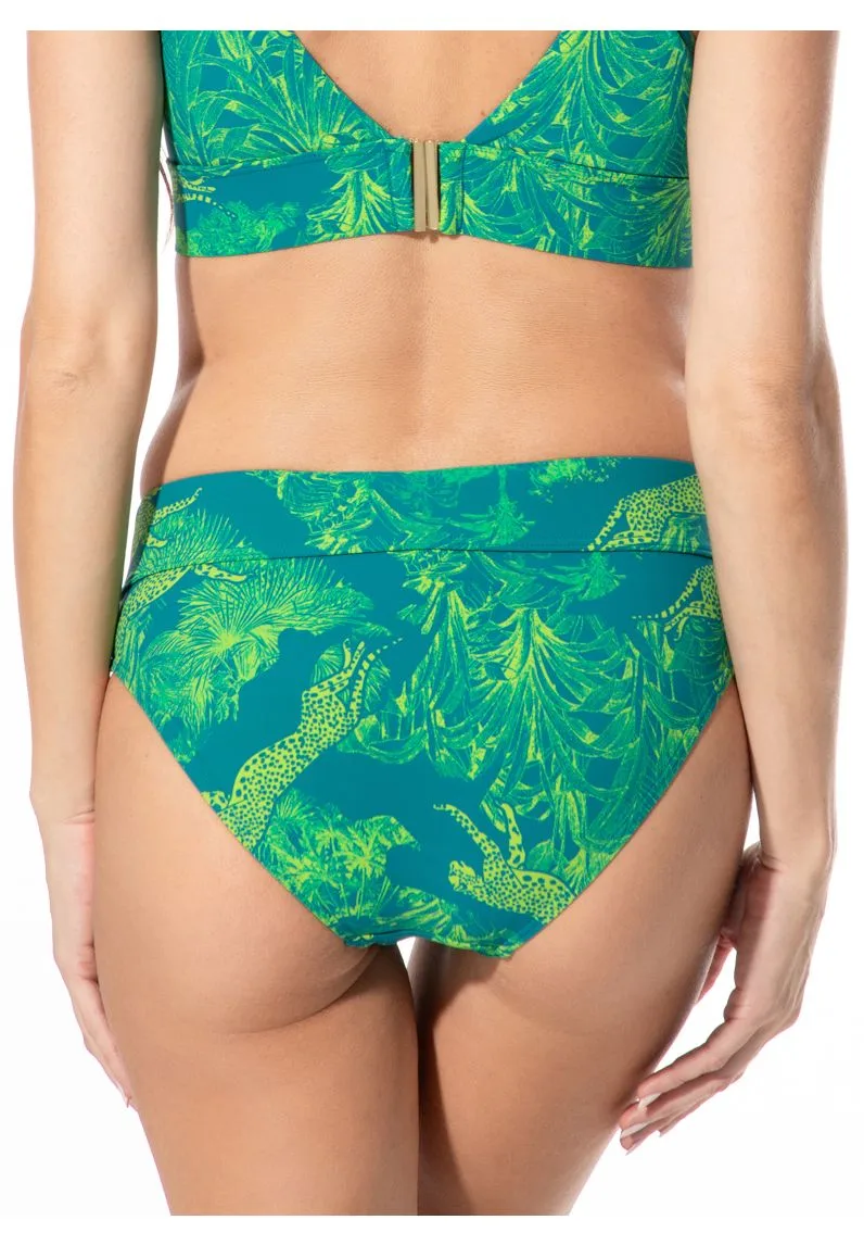 High-Waist Bikini-Hose mit Tropen-Print