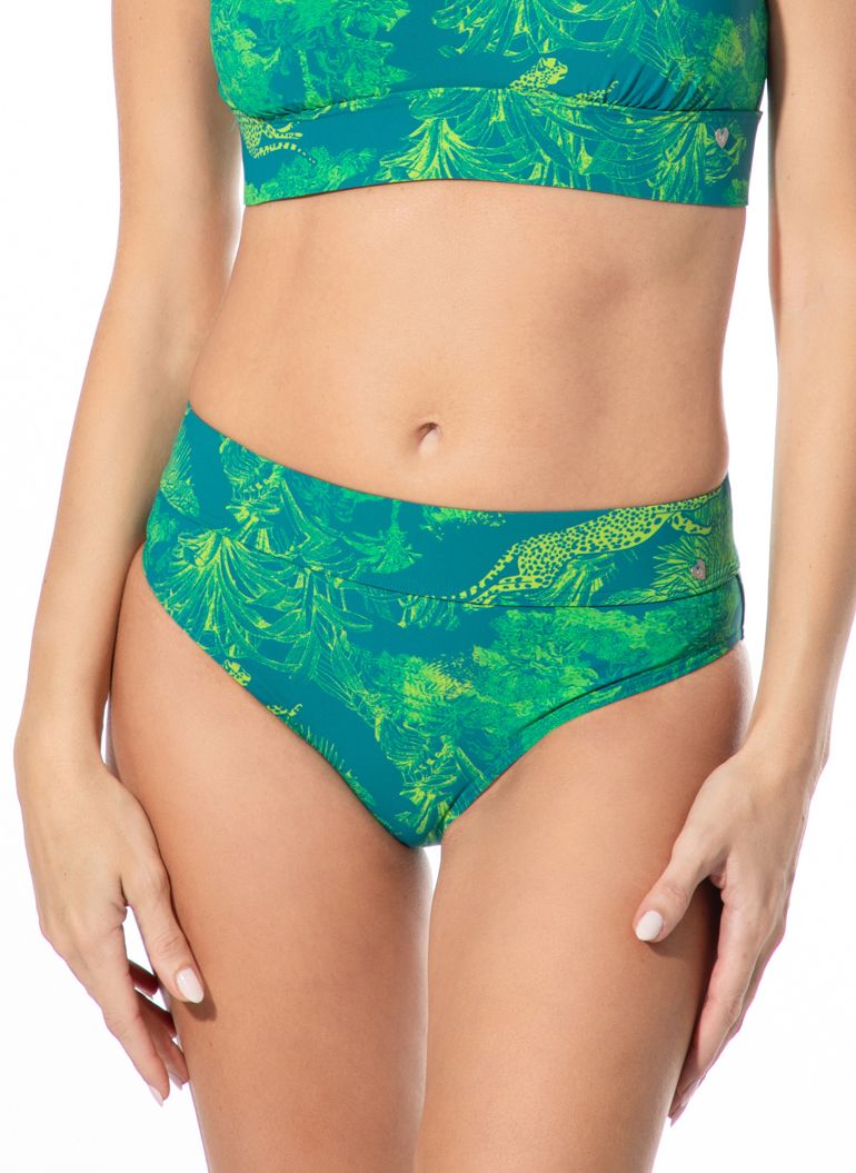High-Waist Bikini-Hose mit Tropen-Print