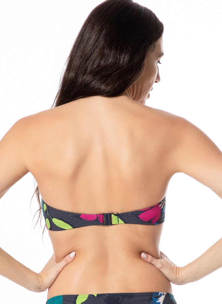 Bandeau-Bikini-Oberteil mit tropischem Blumenmuster