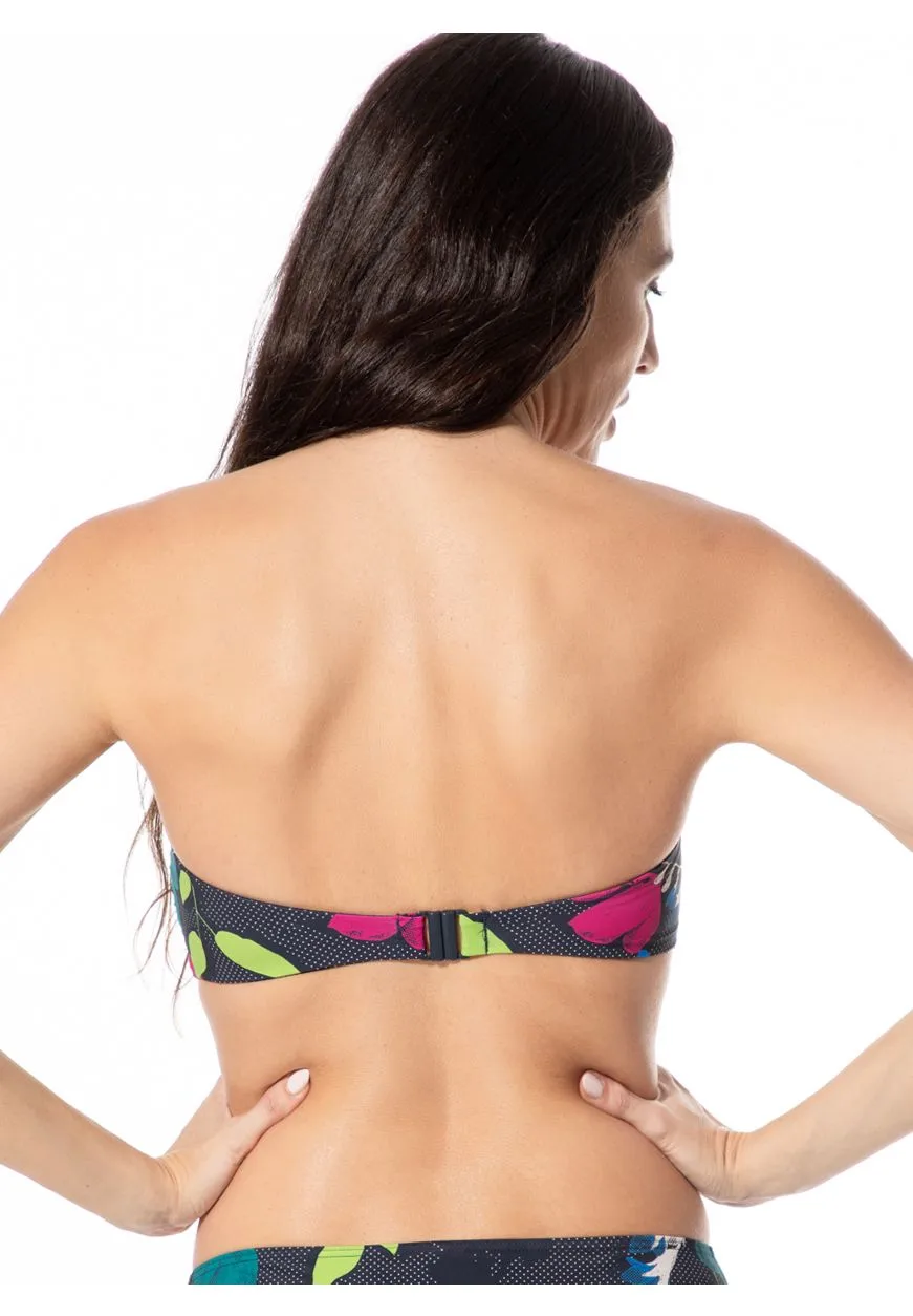 Bandeau-Bikini-Oberteil mit tropischem Blumenmuster