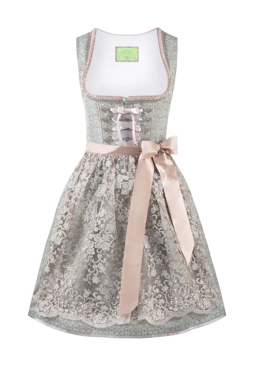 Jacquard-Dirndl mit Spitzenschürze