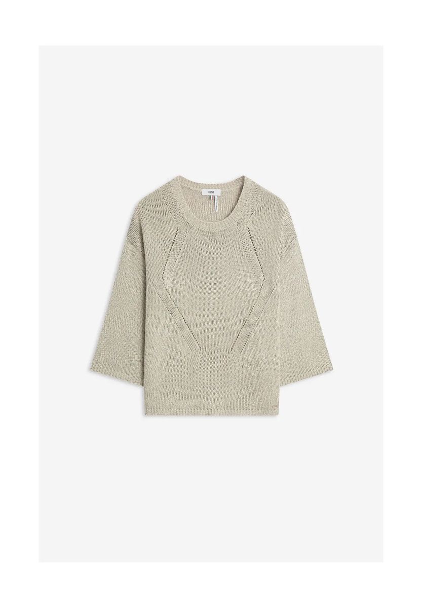 Struktur-Strickpullover mit Pointelle-Muster