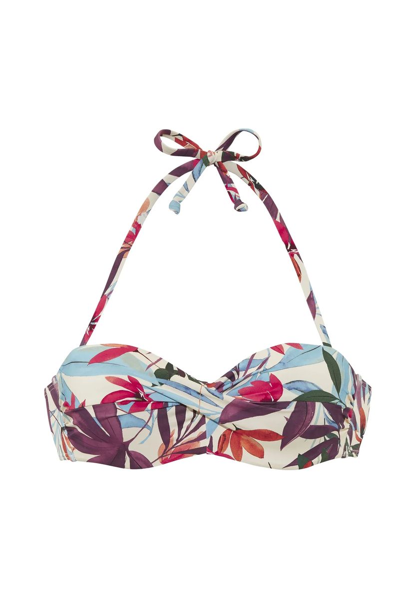 Bandeau-Bikinitop mit tropischem Print