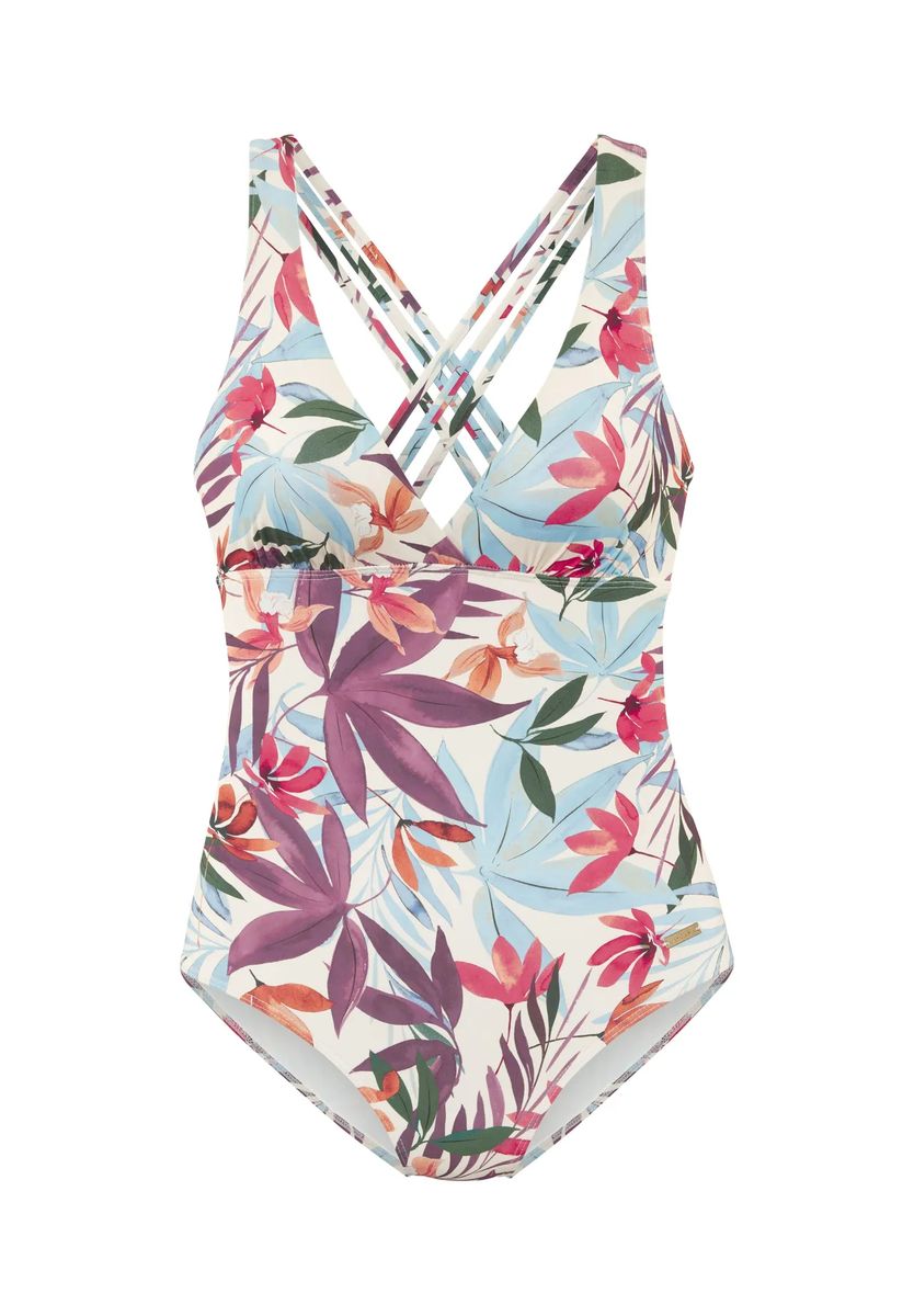 Floral-Badeanzug mit variablen Trägern